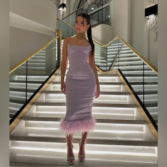 House of CB Helena Orchid Lavender Satin Midi Dress - Picture 2 of 10